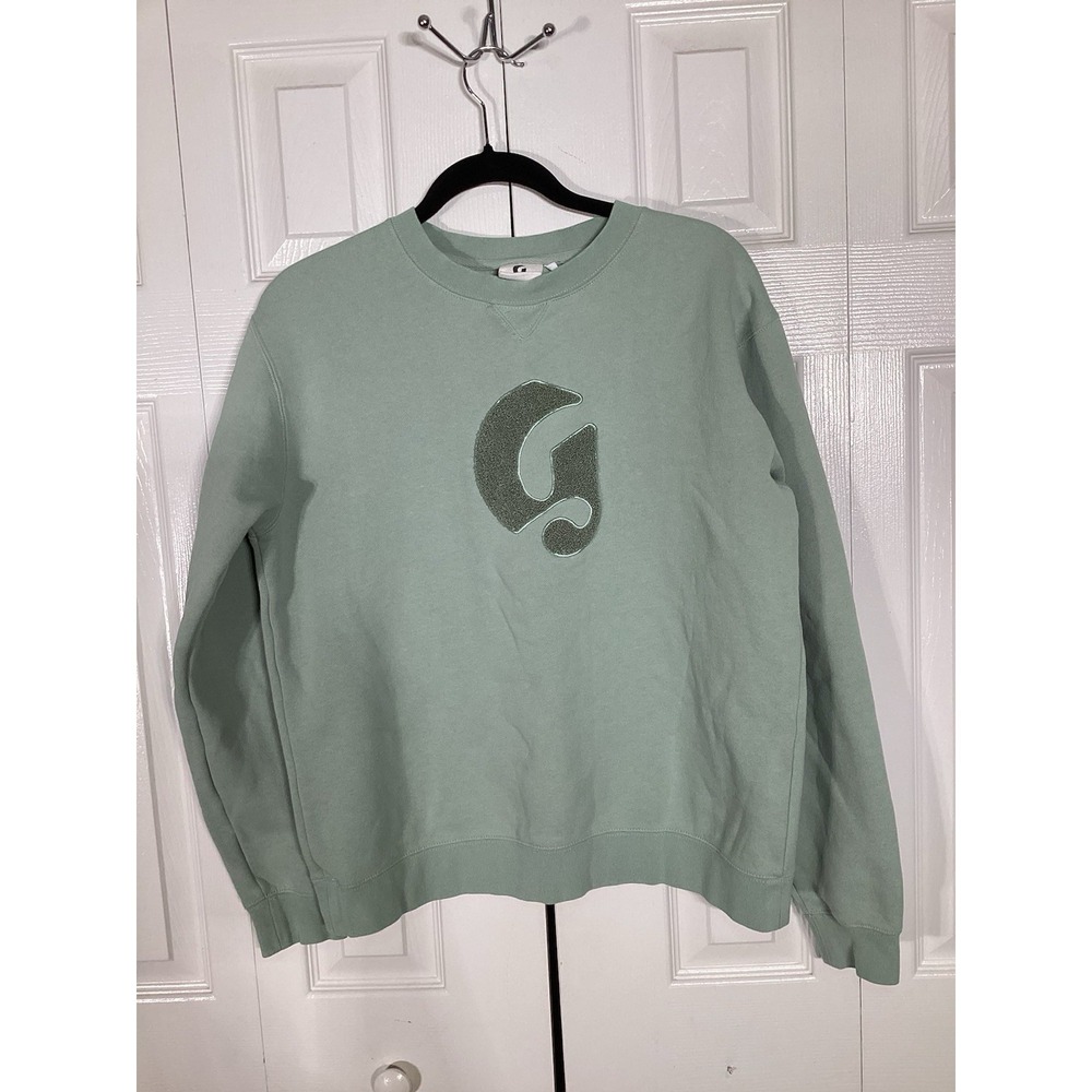 Glossier Boston Crewneck Mint Green Long Sleeve G-Logo Sweatshirt Size Medium